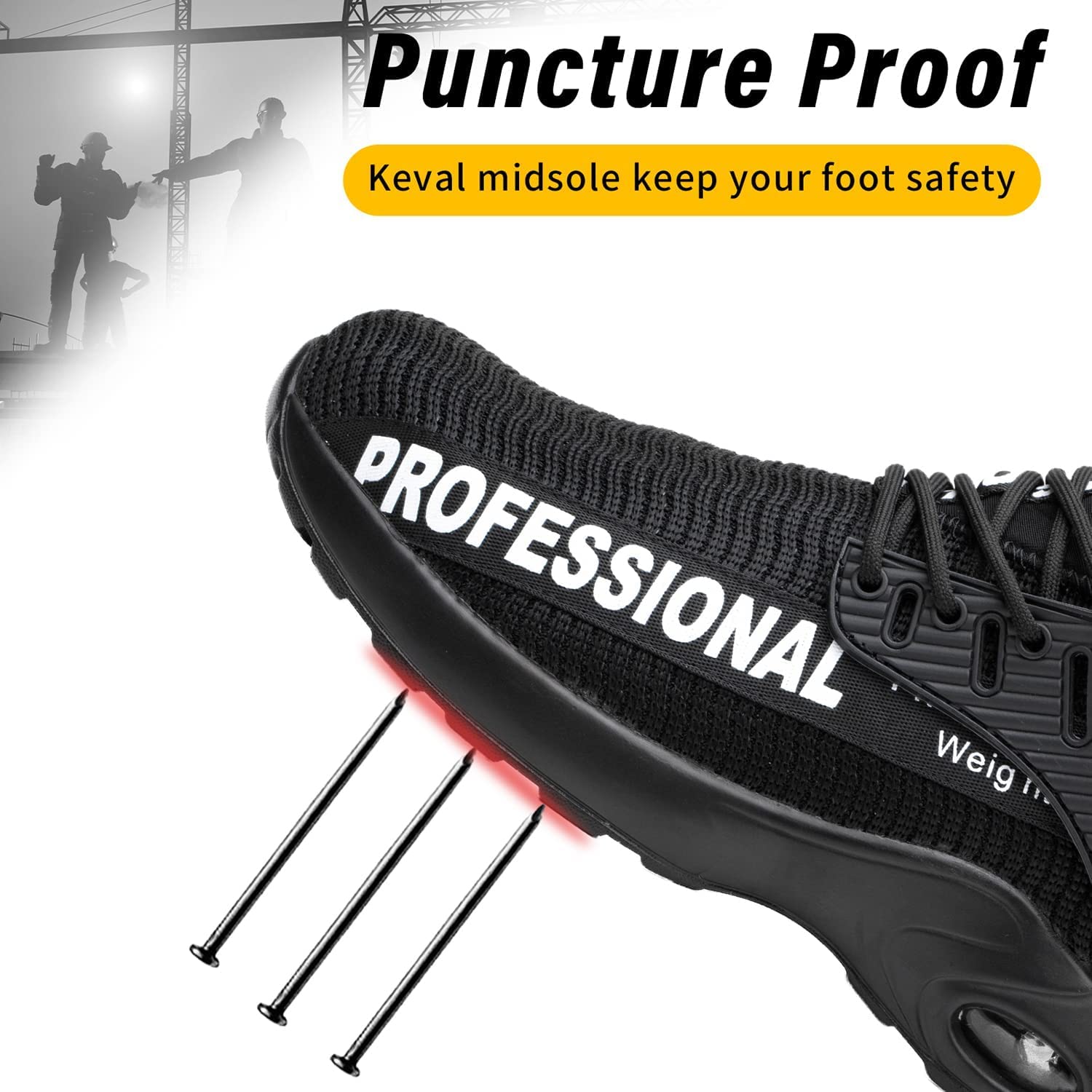 Męskie buty ochronne, lekkie buty robocze, stalowy nosek, damskie, sportowe, antypoślizgowe, Czarny Y92, 44 EU