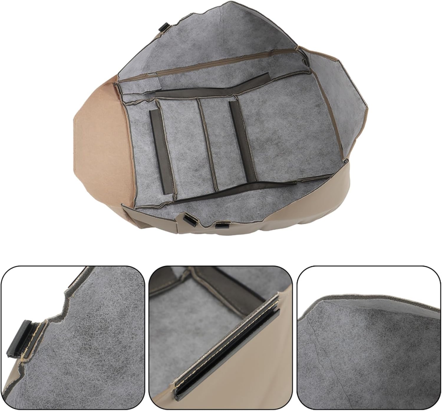 Silscvtt 4PCS Tan Artificial Leather Bottom and Top Lean Back Seat Covers Front Driver and Passenger Side Replacement for 2002-2007 F250 F350 F450 F550 Super Duty Lariat