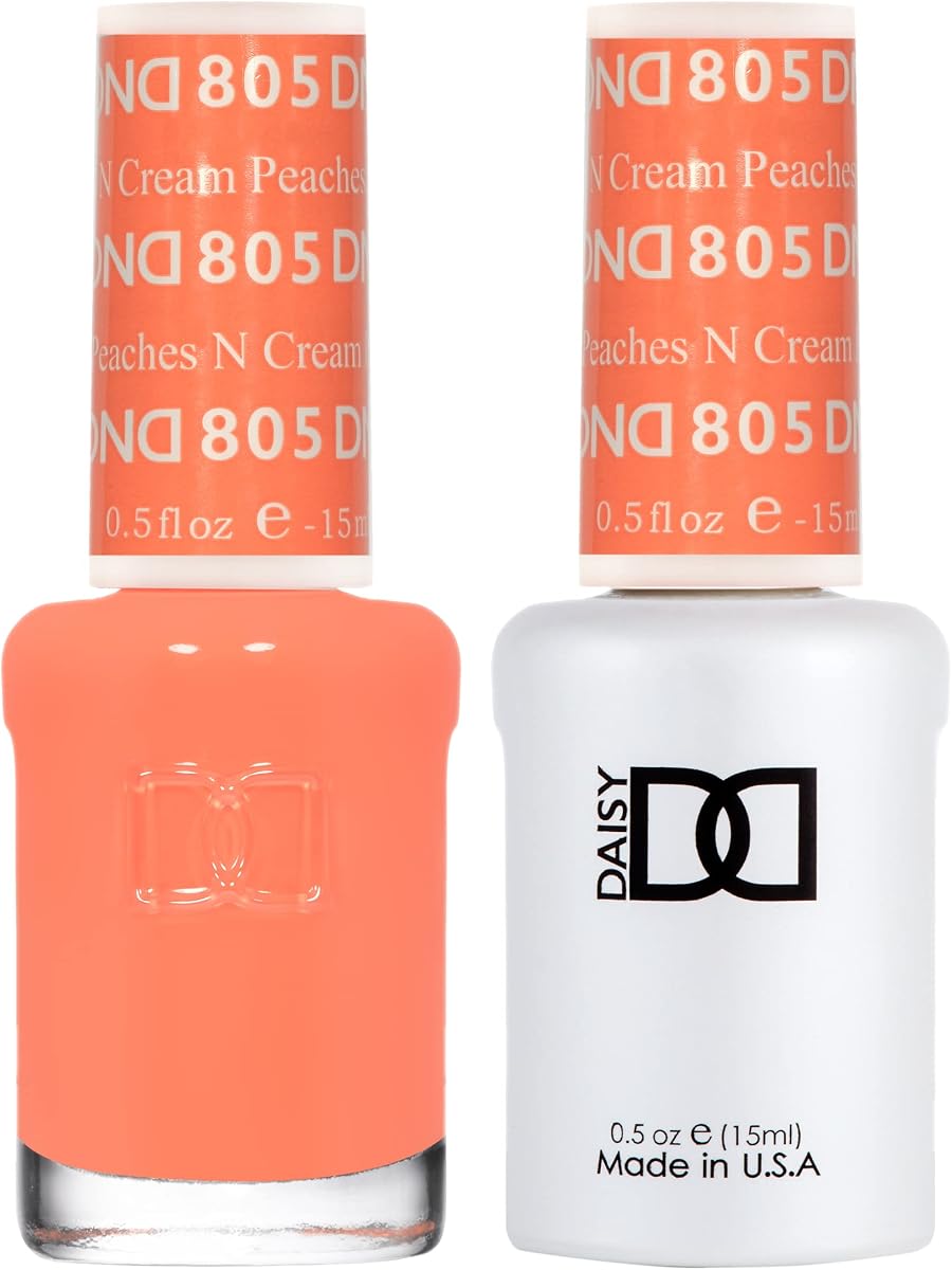 Esmalte de uñas en gel DND Duo, naranja, 0,5 onzas líquidas cada uno | Juego de esmalte de gel UV/LED y laca de secado al aire a juego, color de uñas naranja de larga duración sin astillas, fácil eliminación en remojo