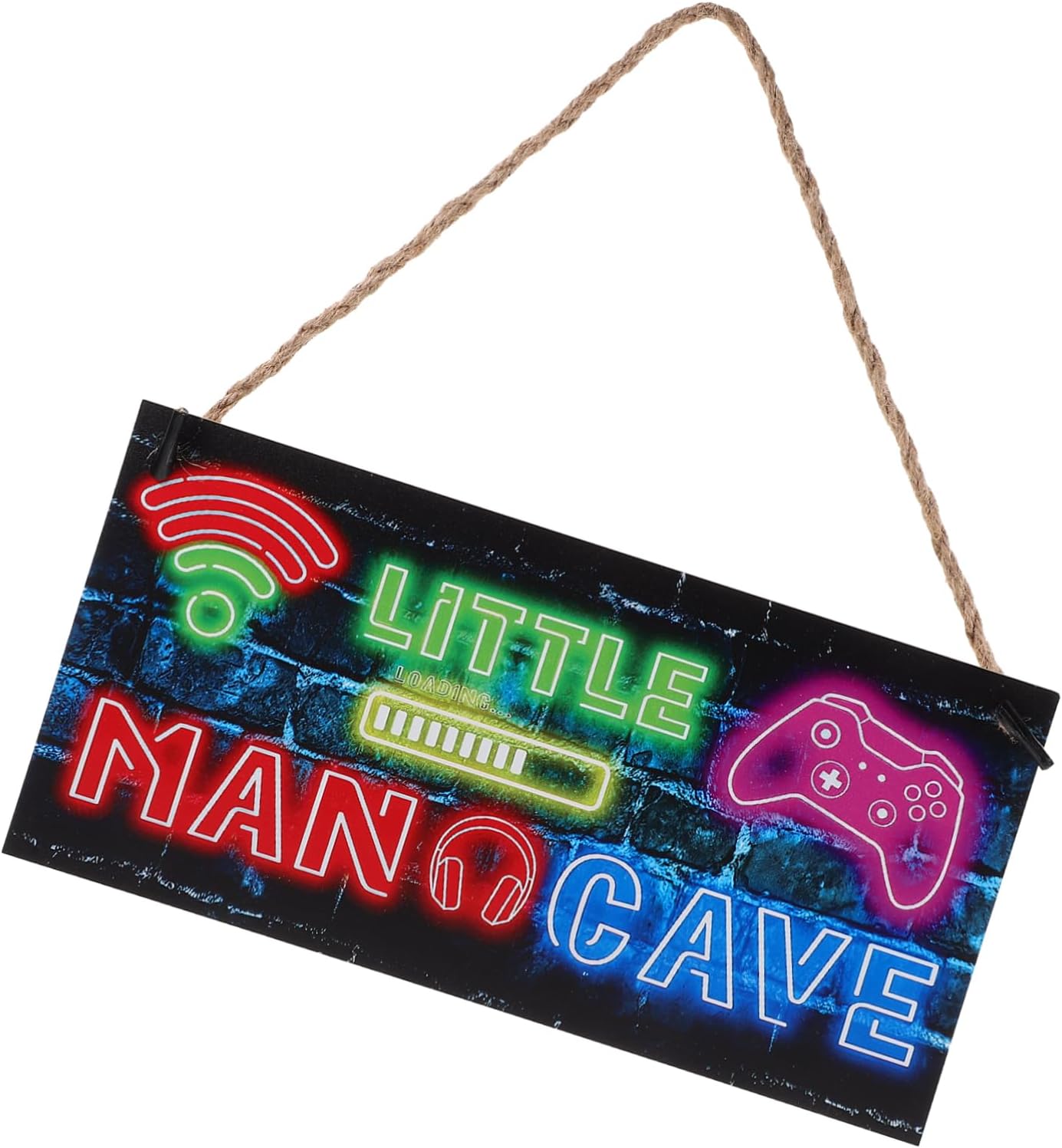 Neon Gaming Wooden Door Sign for Boys Bedroom Wall Art