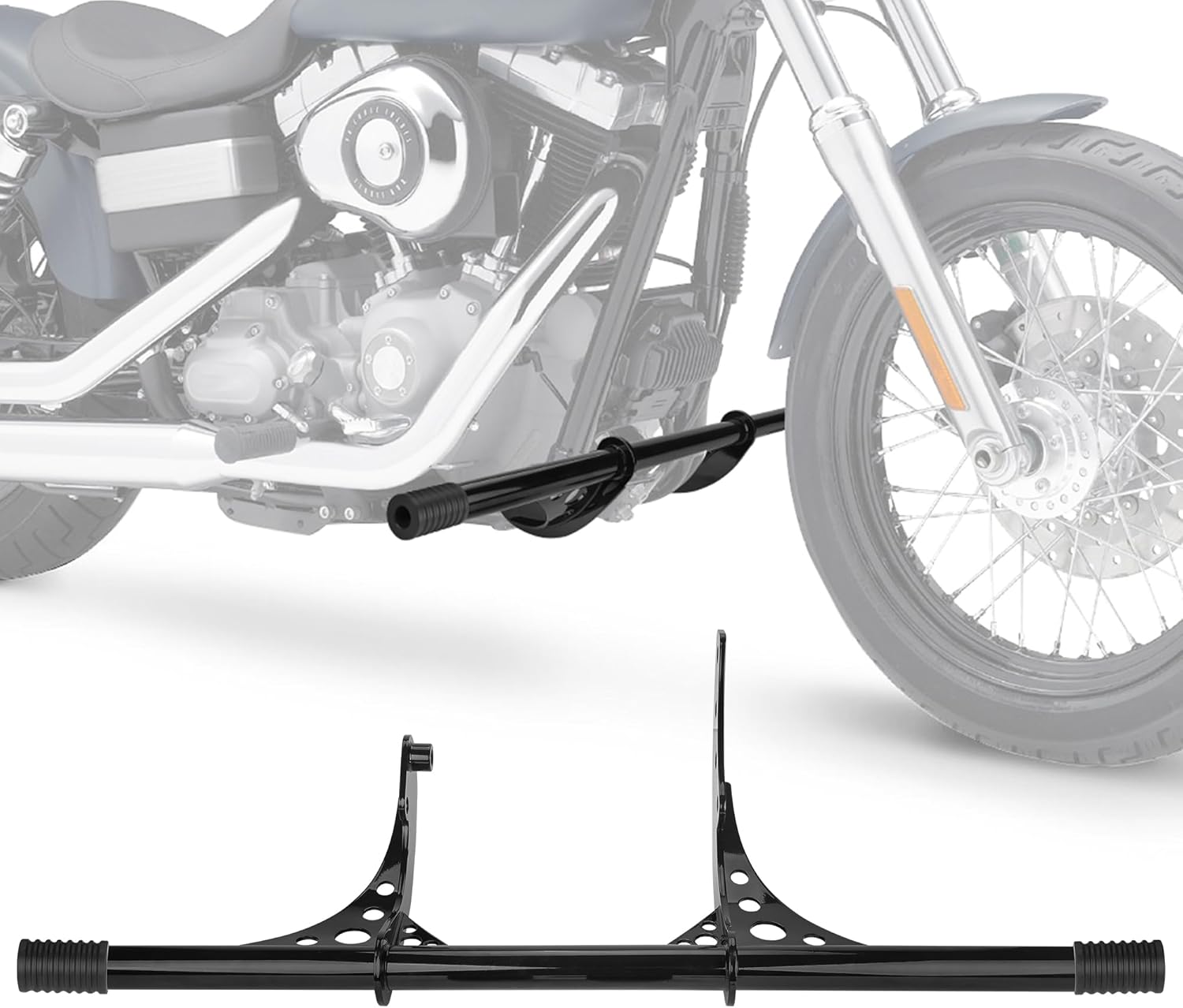 Highway Peg Foot pegs Front Engine Guard Crash Bar Compatible with Harley Street Bob Low Rider Low Rider S(Black)