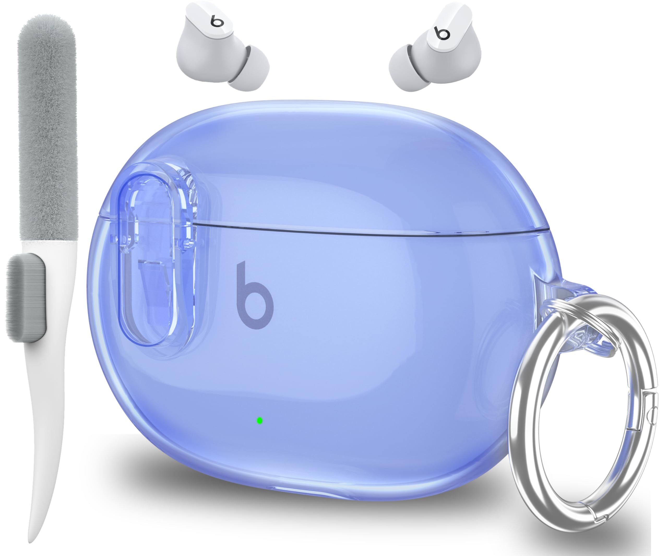 Valkit Compatible Beats Studio Buds 2021/Studio Buds + 2023 Clear Case with Cleaner Kit & Lock, Soft TPU Beats Studio Buds Plus Shockproof Protective Cover Case