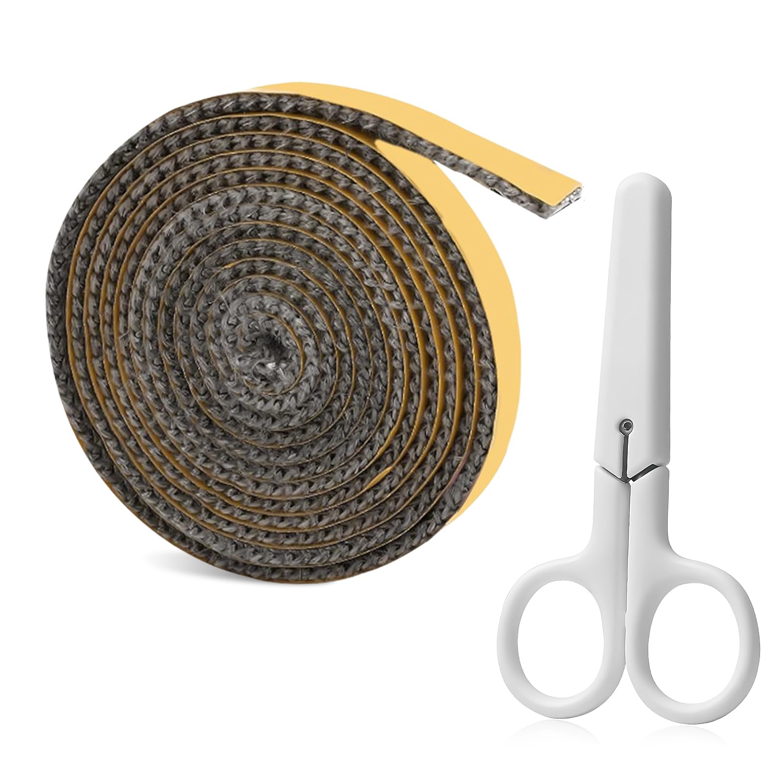 Flat Stove Rope, Self Adhesive Stove Glass Seal, Heat Resistant Stove Rope, Fireplace Tape, Wood Stove Door Gasket Stove, Door Glass Seal Rope, Fiberglass Rope Seal for Fireplaces Doors (3mm×10mm×3m)