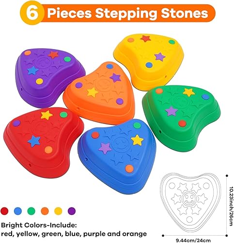 Miniatura 3 de Juego de 6 piedras antideslizantes para niños, bloques de equilibrio para interiores y exteriores, equipo de fitness para niños, promueve la