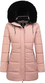 MOERDENG Women's Winter Puffer Coat Thicken Fleece Lined Down Jacket Waterproof Faux Fur Detachable Hooded Parka