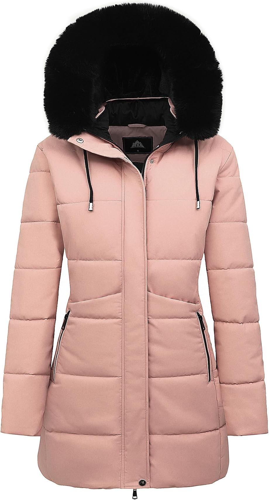 MOERDENGWomen's Winter Puffer Coat Thicken Fleece Lined Down Jacket Waterproof Faux Fur Detachable Hooded Parka