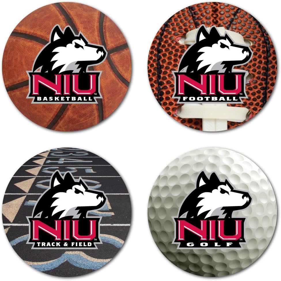 VictoryStore Coasters - Northern Illinois University Coaster Set, Sports Design, Set of 4