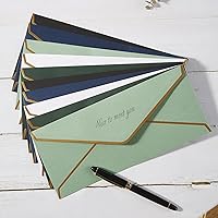 Vista 4 de Paquete de 50 sobres de negocios #10 con borde dorado, sobres estándar autosellados con calcomanías doradas para oficina, cheques, correo de cartas