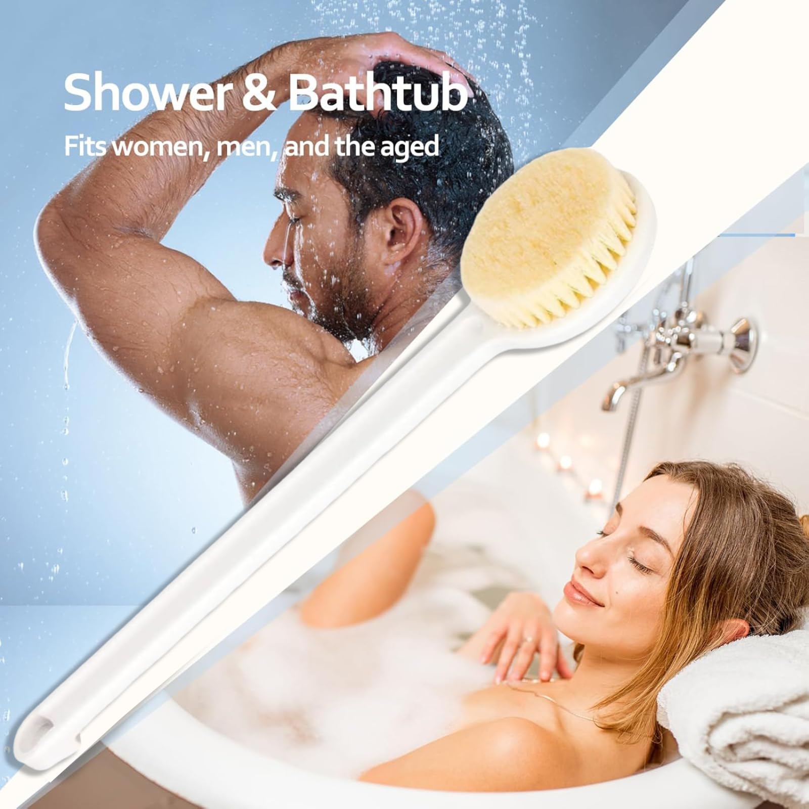 2Pcs Back Shower Brush Long Handle 35CM - Image 2