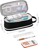 Vista 3 de Dugio Estuche grande para lápices para niños, adolescentes, niños, con cremallera, con asa, organizador para lápices, estuche estético