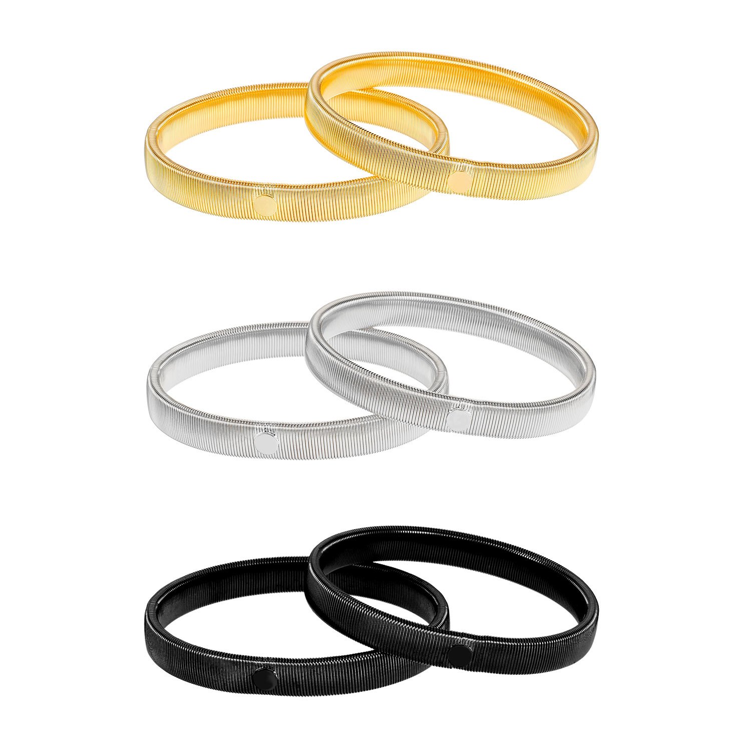 Pangda 3 Pairs Sleeve Garters Anti-slip Shirt Sleeve Holders Garters Stretch Metal Armbands for Women Men