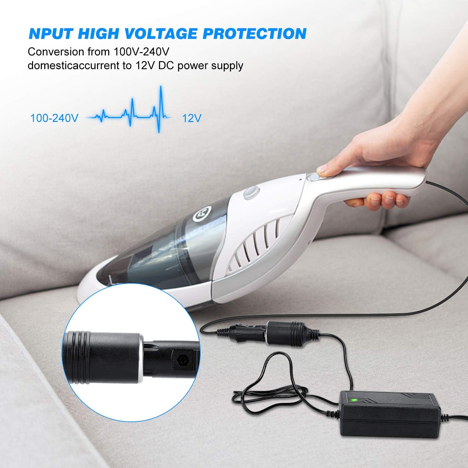 AC to DC Converter 24W 2A Car Cigarette Lighter Socket 110-240V to 12V AC/DC Power Adapter