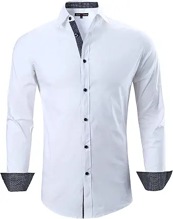 Alex Vando Mens Dress Shirts Regular Fit Long Sleeve Stretch Business Dress Shirts for Men