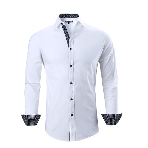 Alex Vando Mens Dress Shirts Regular Fit Long Sleeve Stretch Business Dress Shirts for Men