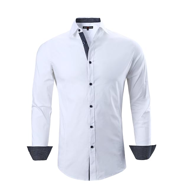 Alex Vando Mens Dress Shirts Regular Fit Long Sleeve Stretch Business Dress Shirts for Men