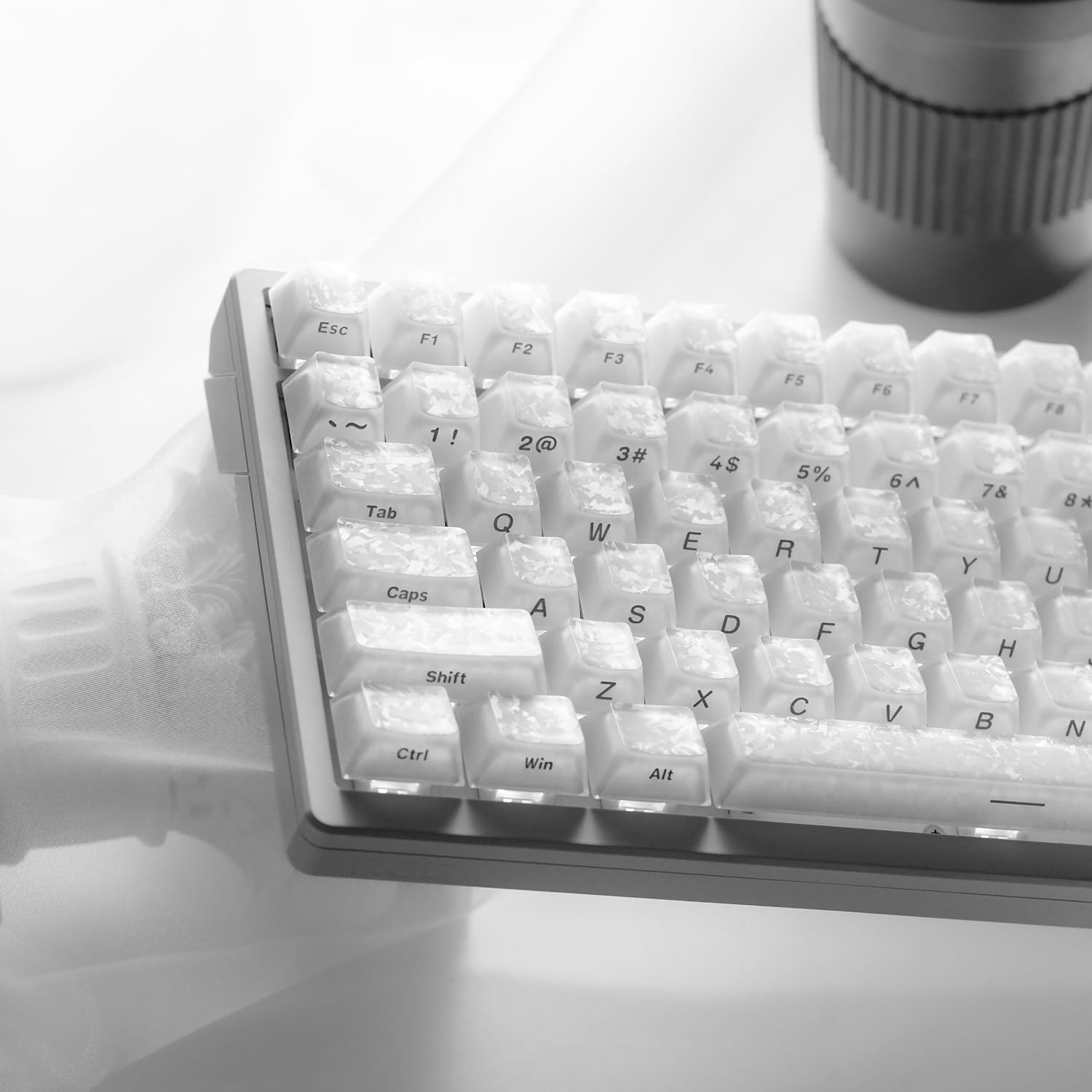 Double Shot White Jelly Keycaps, Shine Through Keyboard Keycaps