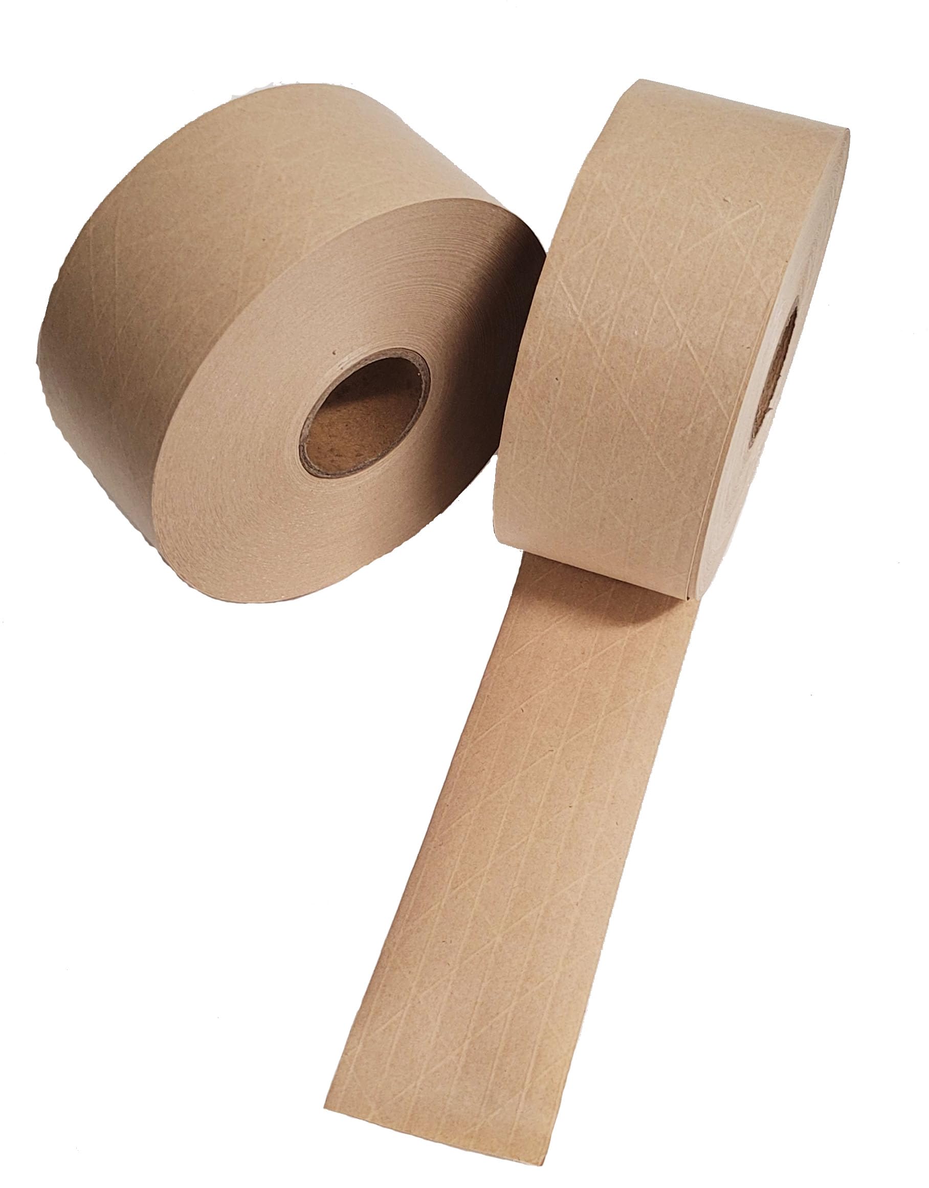 10 Rolls Standard Grade Reinforced Kraft Gummed Paper Tape, Water-Activated Adhesive (10 Rolls/Case) - 72mm x 450 Ft
