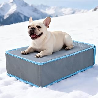 Ice Pack Dog Cooling Mat 51.5x38x14cm, Small Medium Dogs, Grey | Physical cooling, Active ice pack cooling with 5 included packs, adjustable coldness, waterproof washable design