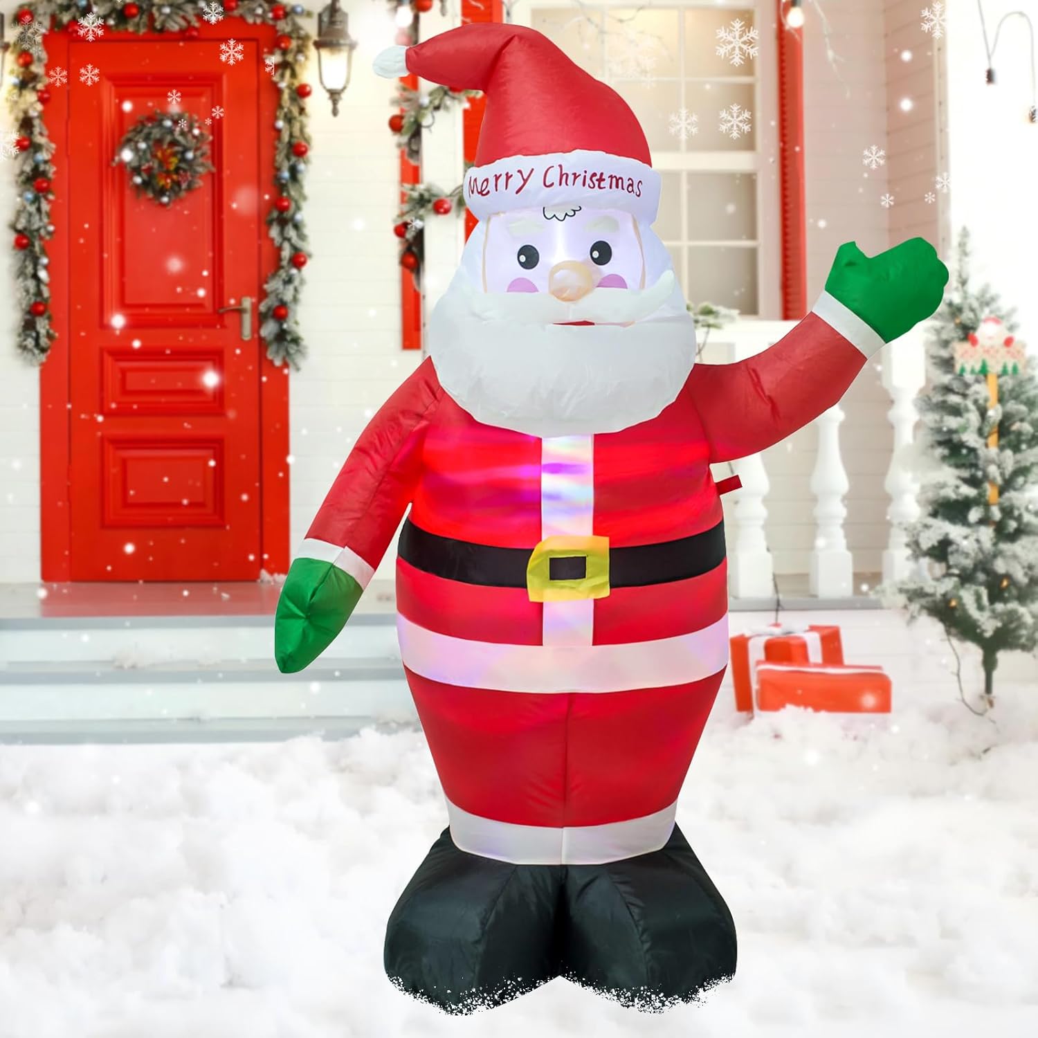 AJY 4ft Christmas Inflatable Santa Claus Inflatable Holiday Lighted Blow up Lighted Santa Claus Yard Decoration Suitable for Christmas Indoor and Outdoor