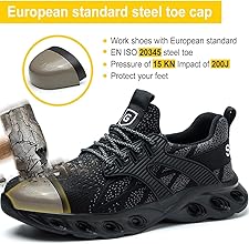 Zapatos de Seguridad para Hombre Mujer Zapatillas de Trabajo Ligero Comodo Calzado de Seguridad con Punteras de Acero Transpirable Antideslizante Zapatillas Deportivas3