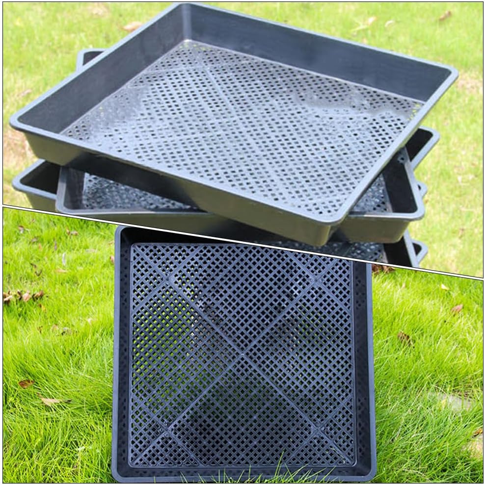 GANAZONO 5Pcs Seedling Tray Set 16.73X16.73X1.96In Plastic Plant Growing Trays for Germination Nursery Sowing Succulent and Vegetable Starter Containers