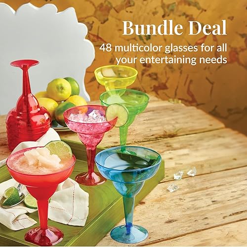 Vista 10 de Prestee 50 vasos de margarita de plástico transparente, 12 onzas, vasos de margarita resistentes desechables para decoraciones de fiesta del Cinco