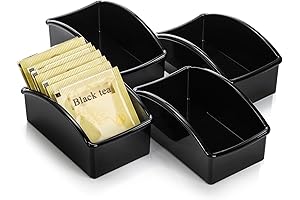Set of 4 Sugar Packet Holder, Black Sweetener Container for Coffee Bar...