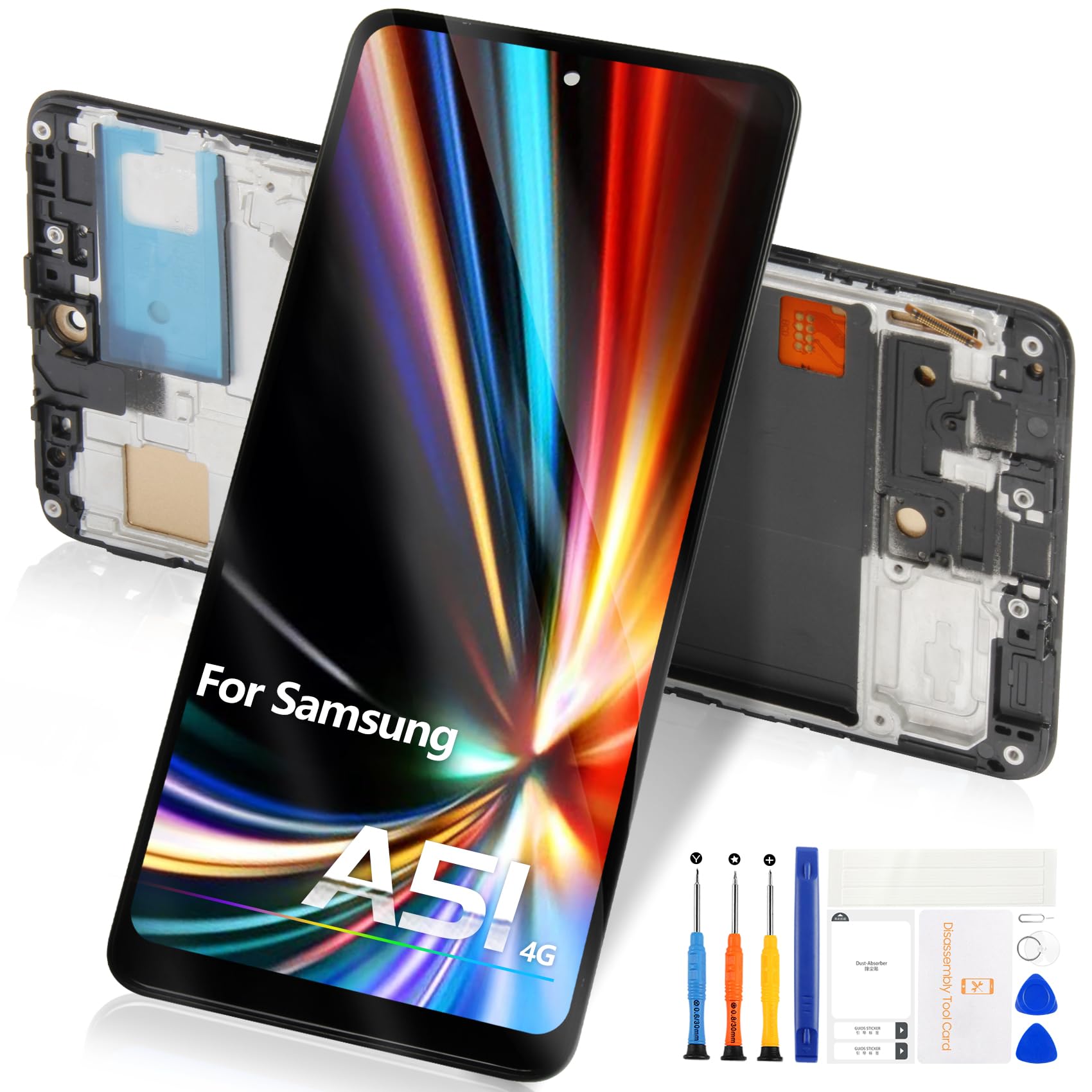 Atwist Pantalla LCD para Samsung Galaxy A51 4G LCD Display para Samsung A51 A515 Pantalla táctil digitalizador SM-A515F SM-A515F/DS SM-A515U (Negro con Marco)