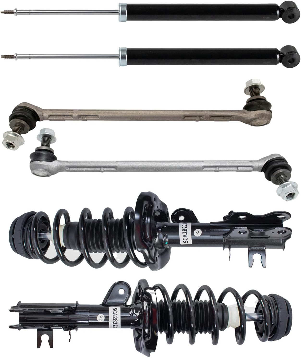 TRQ Front and Rear Suspension Kit Complete Strut & Coil Spring Assembly Shock Absorber Sway Bar Stabilizer Link Compatible with 2013-2022 Buick Encore 2015-2022 Chevrolet Trax