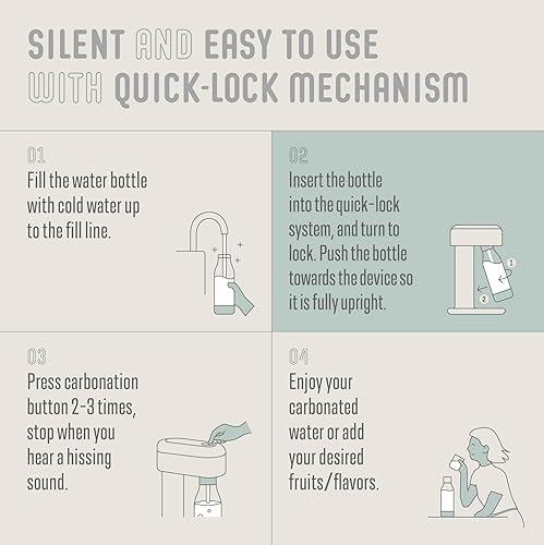 Vista 5 de Mysoda Ruby 2 Sparkling Water Maker - Soda Streaming Machine Silent Carbonated Water Machine Robust Long-Lasting Aluminium Soda Maker 1L Water