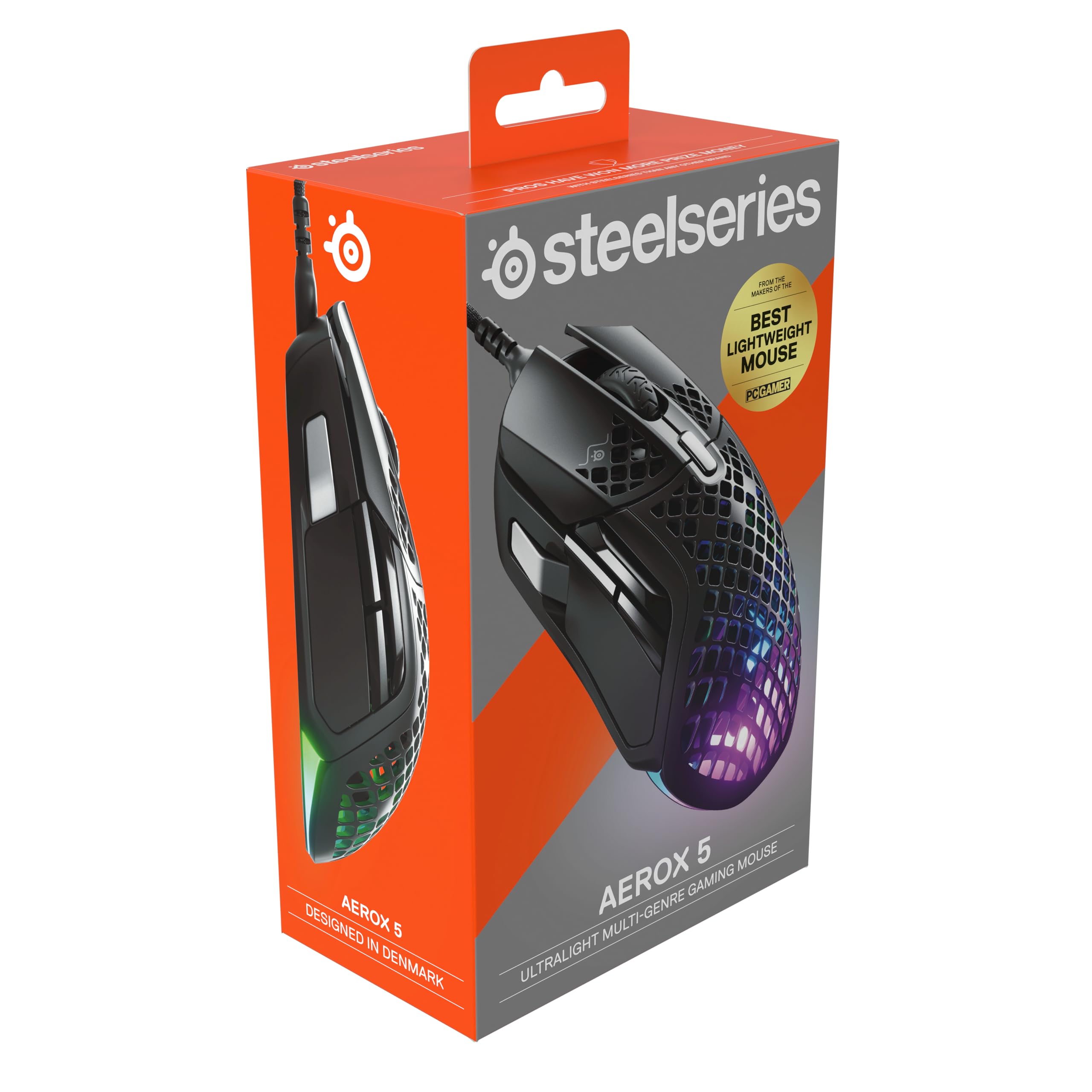 SteelSeries Aerox 5 lekka mysz do gier - 18000 CPI - TrueMove Air Optical Sensor - ultralekka wodoodporna konstrukcja - uniwersalna łączność USB-C
