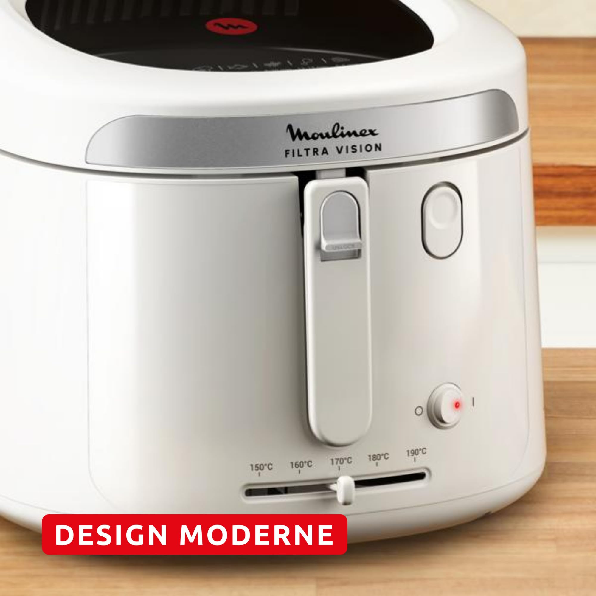 Moulinex Filtra Vision, Friteuse, Grande fenêtre pour garder un oeil sur la cuisson, Capacité familiale, Nettoyage facile, AF2541E0, Extérieur en Plastique Blanc