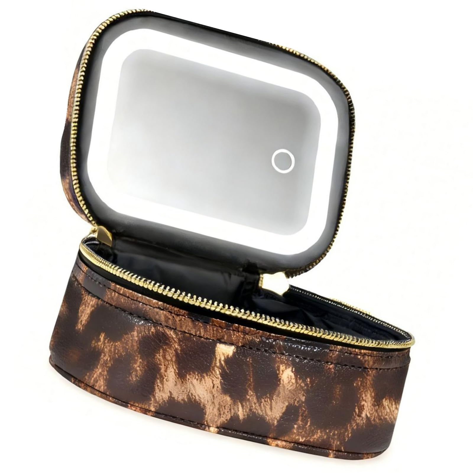 Valigia cosmetica per treno con specchio LED, da, Leopard print