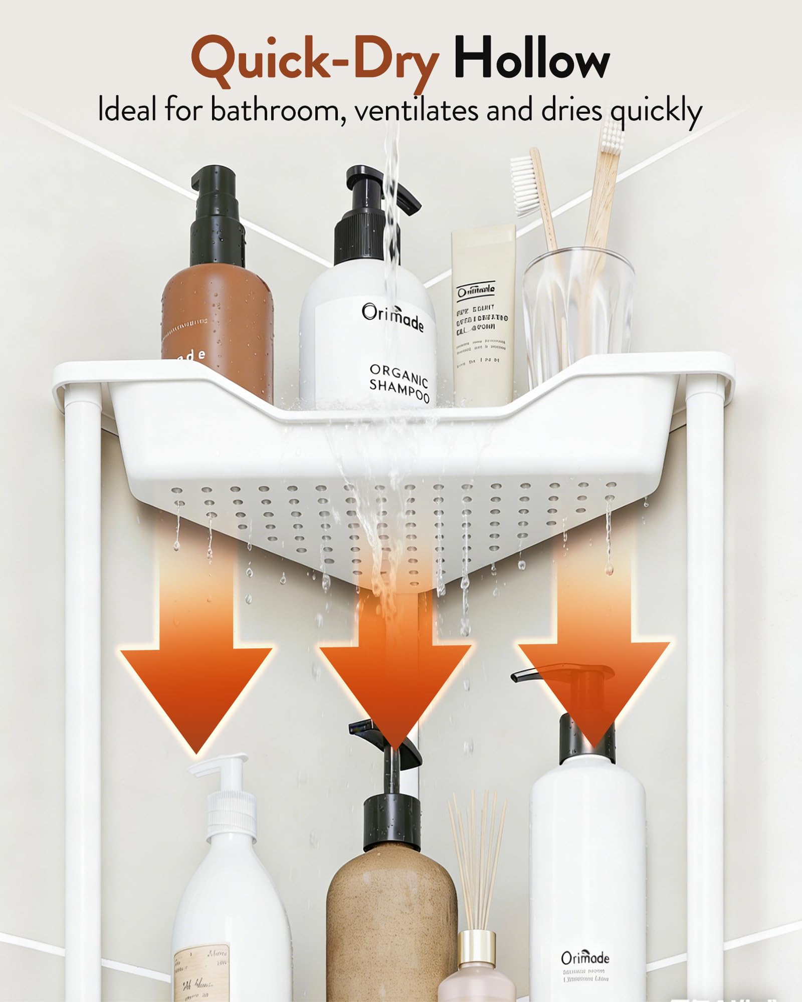 Orimade Estantería para ducha, color blanco, 3 unidades