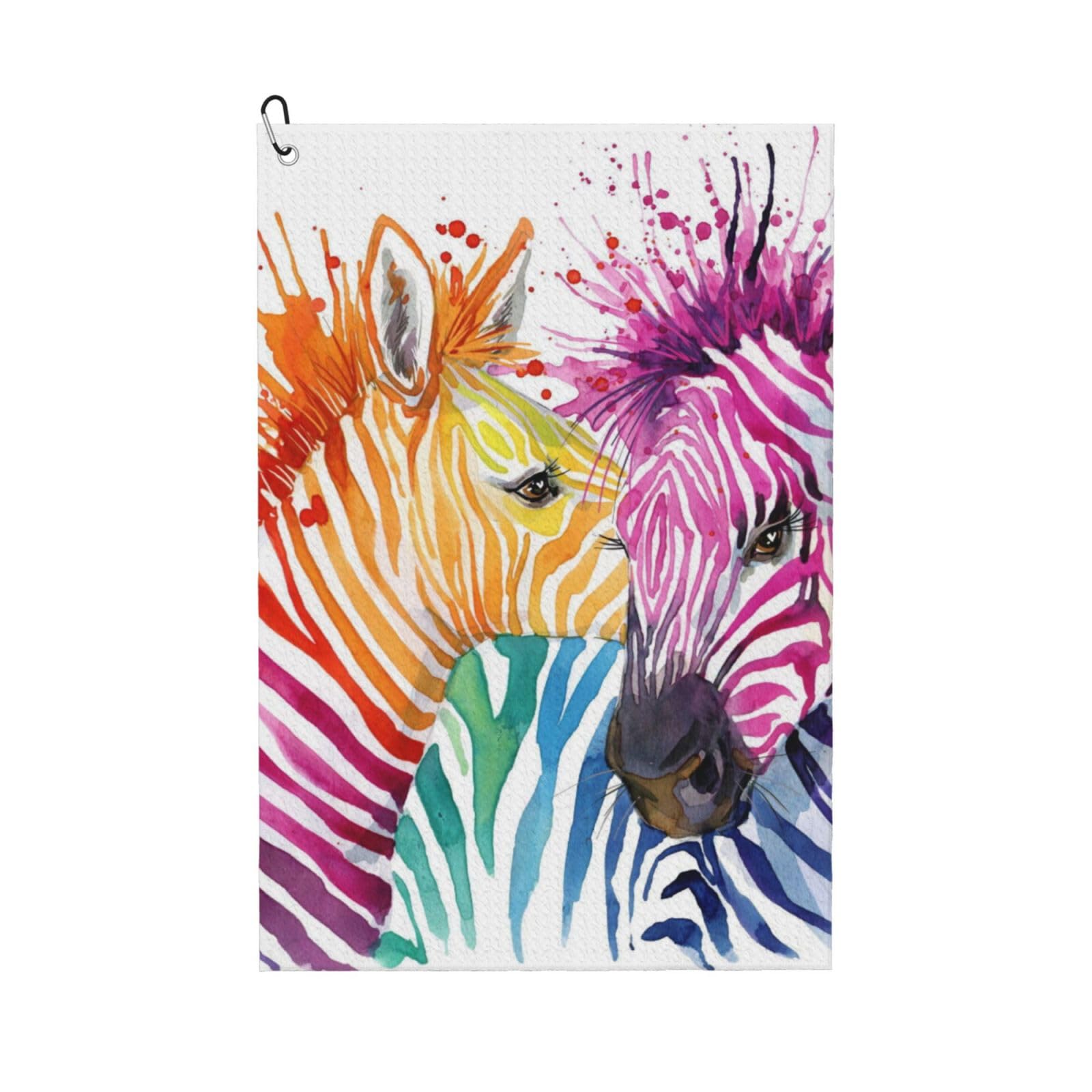 Hnnkloy Rainbow Zebra, 16x24 in Portable Waffle Golf Towels with Carabiner Clip for Golf Bag