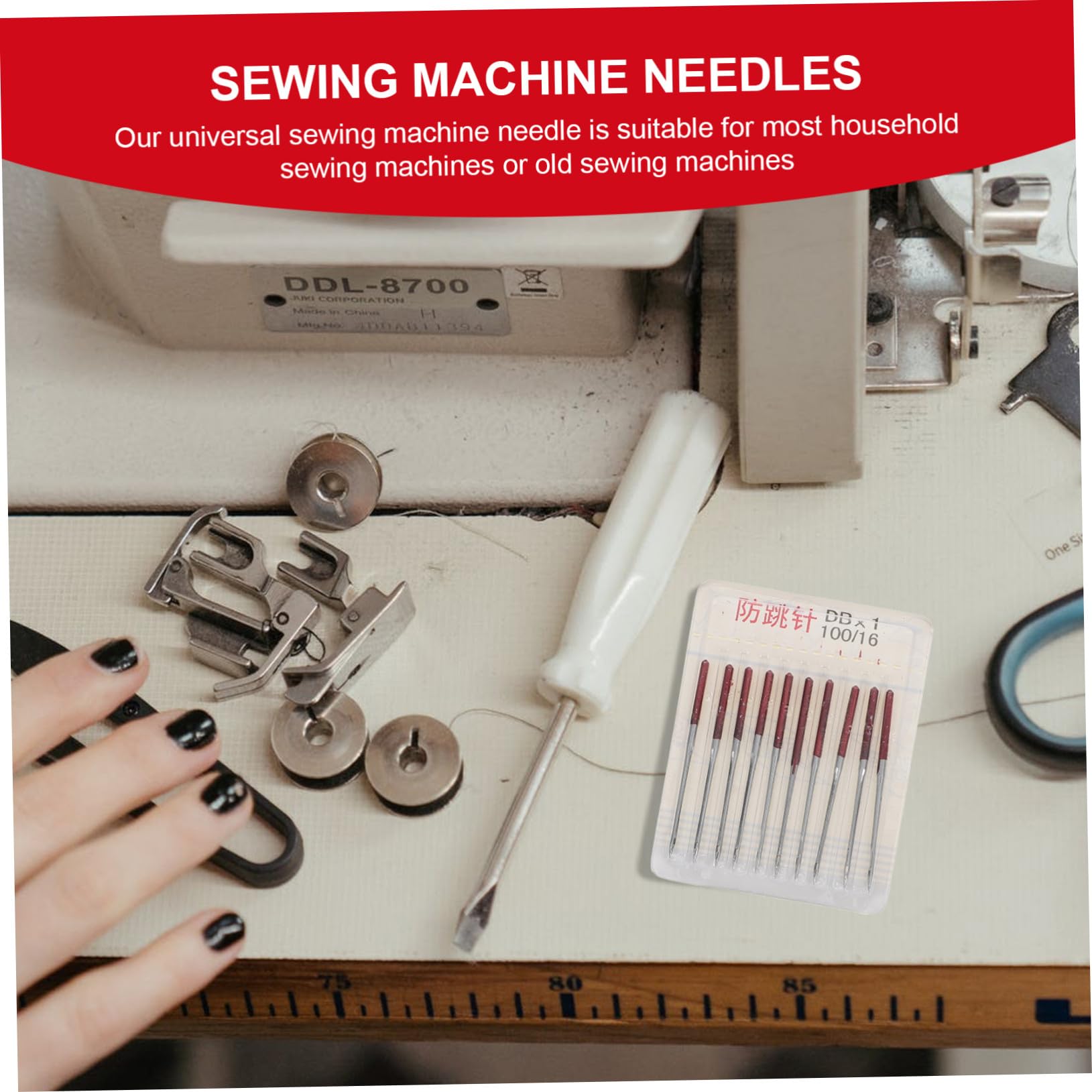 Mobestech Agujas Metálicas Antisaltos de Metal Resistente y Liviano 50 para Máquina de Coser Ideales para Tejidos Elásticos en Costura Doméstica