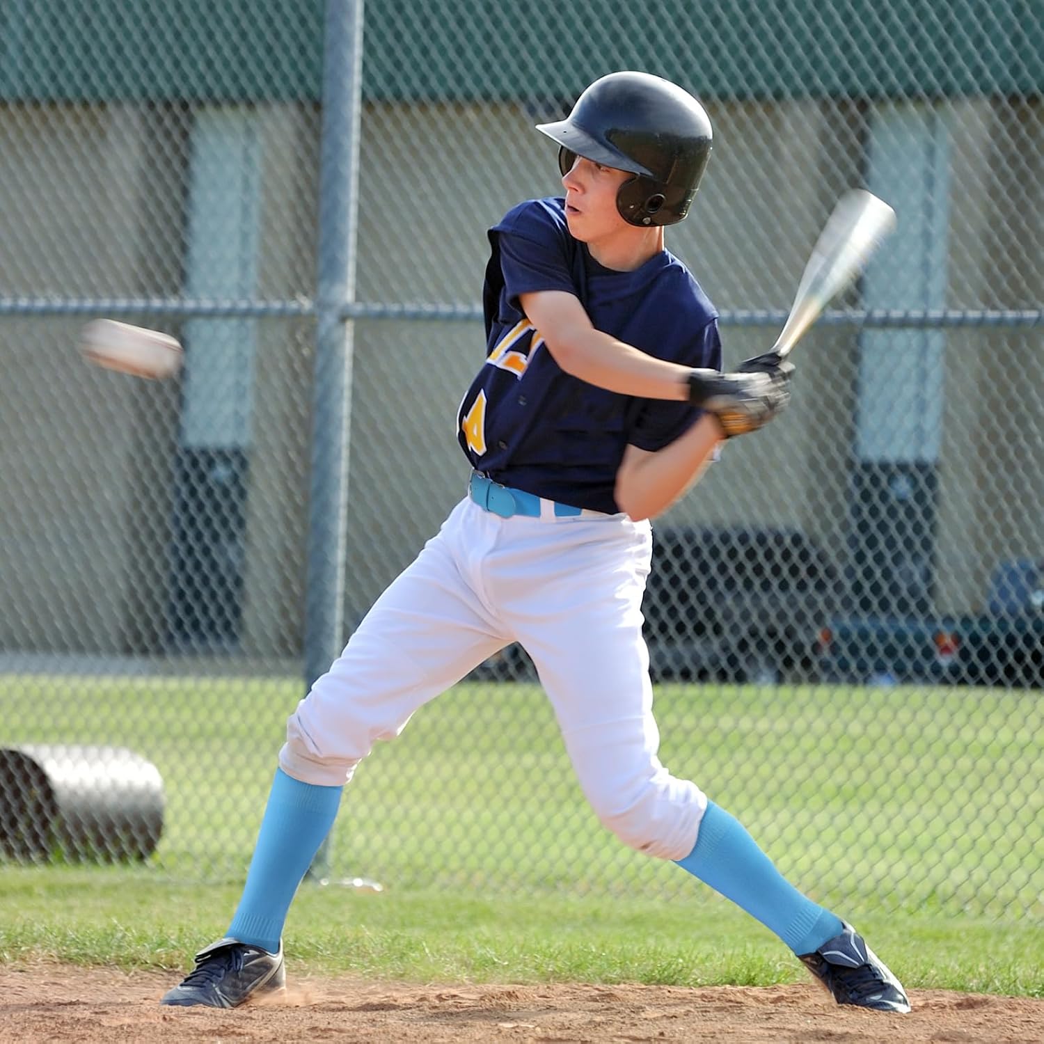 Baseball or Softball Sock & Belt Set Elastic Socks & Adjustable Waist Belts 4 Pairs Football Baseball Socks with 1 Belt - Image 3