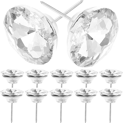 Amosfun Tapicería con botones para tacos, cabecero de muebles de diamante, forma de diamante, 0.984 in, cristal duradero, clavos para cabecero,