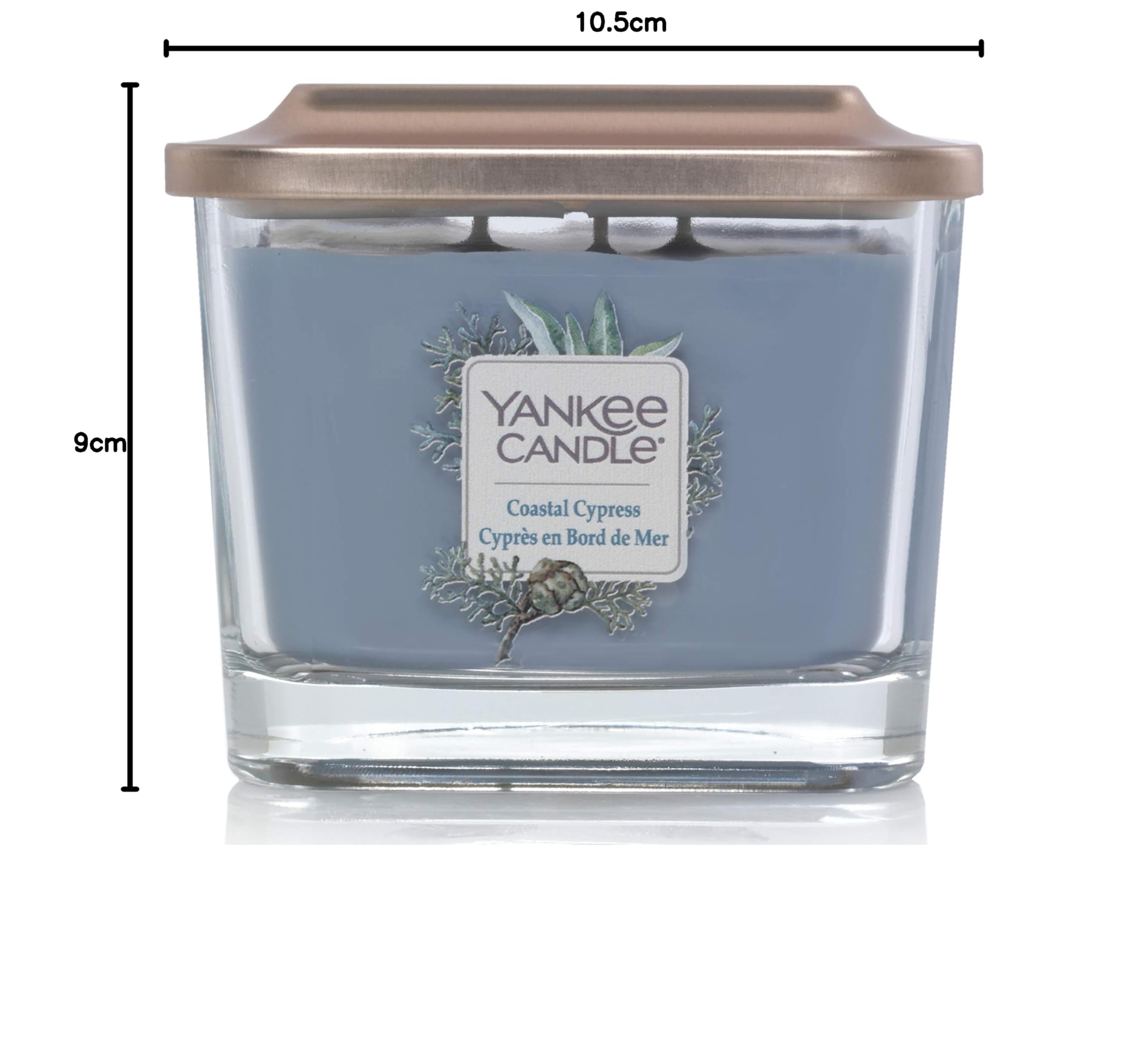 Yankee Candle Elevation Kollektion mit Plattformdeckel Mittlere 3-Docht-Quadratkerze, Coastal Cypress