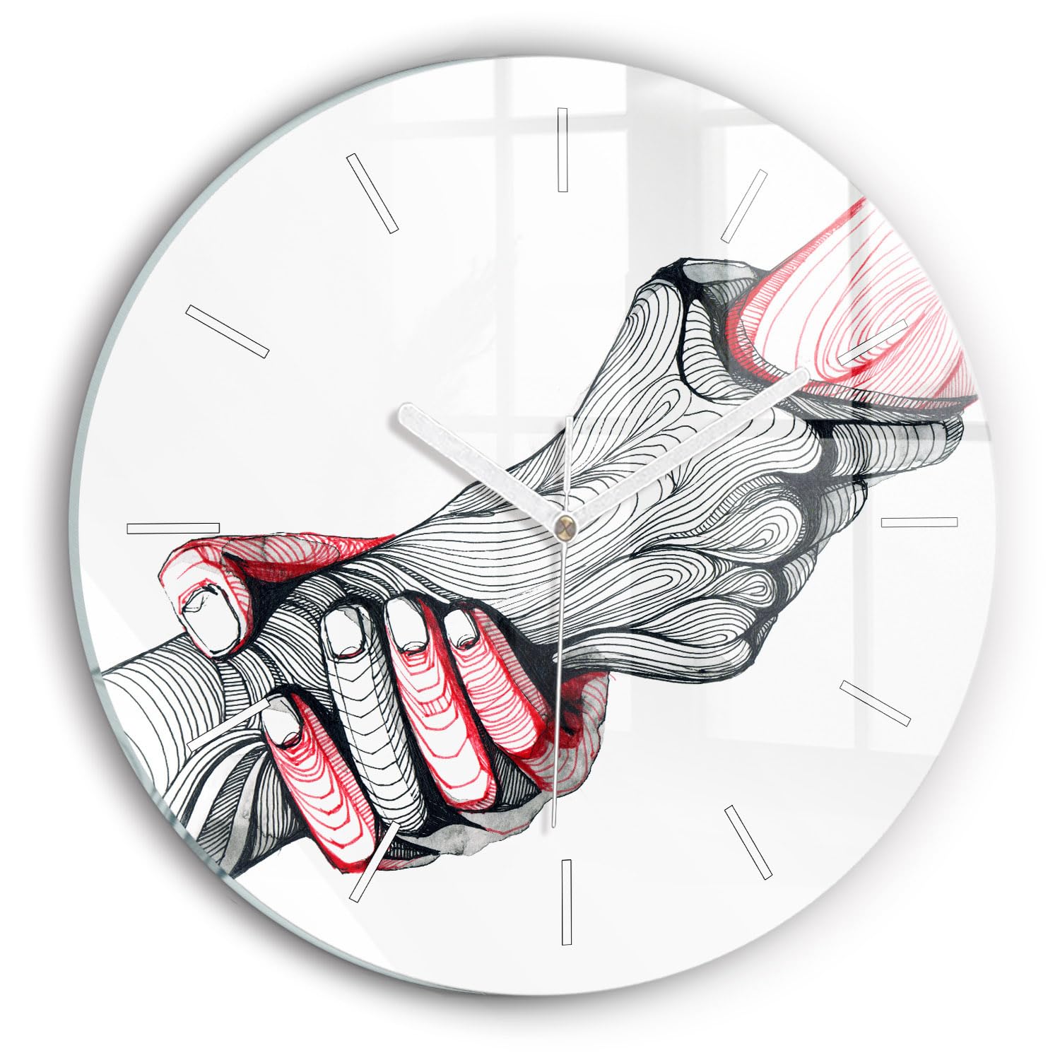 Horloge en verre Wallfluent 30 cm et mécanisme silencieux Se Tenir la Main