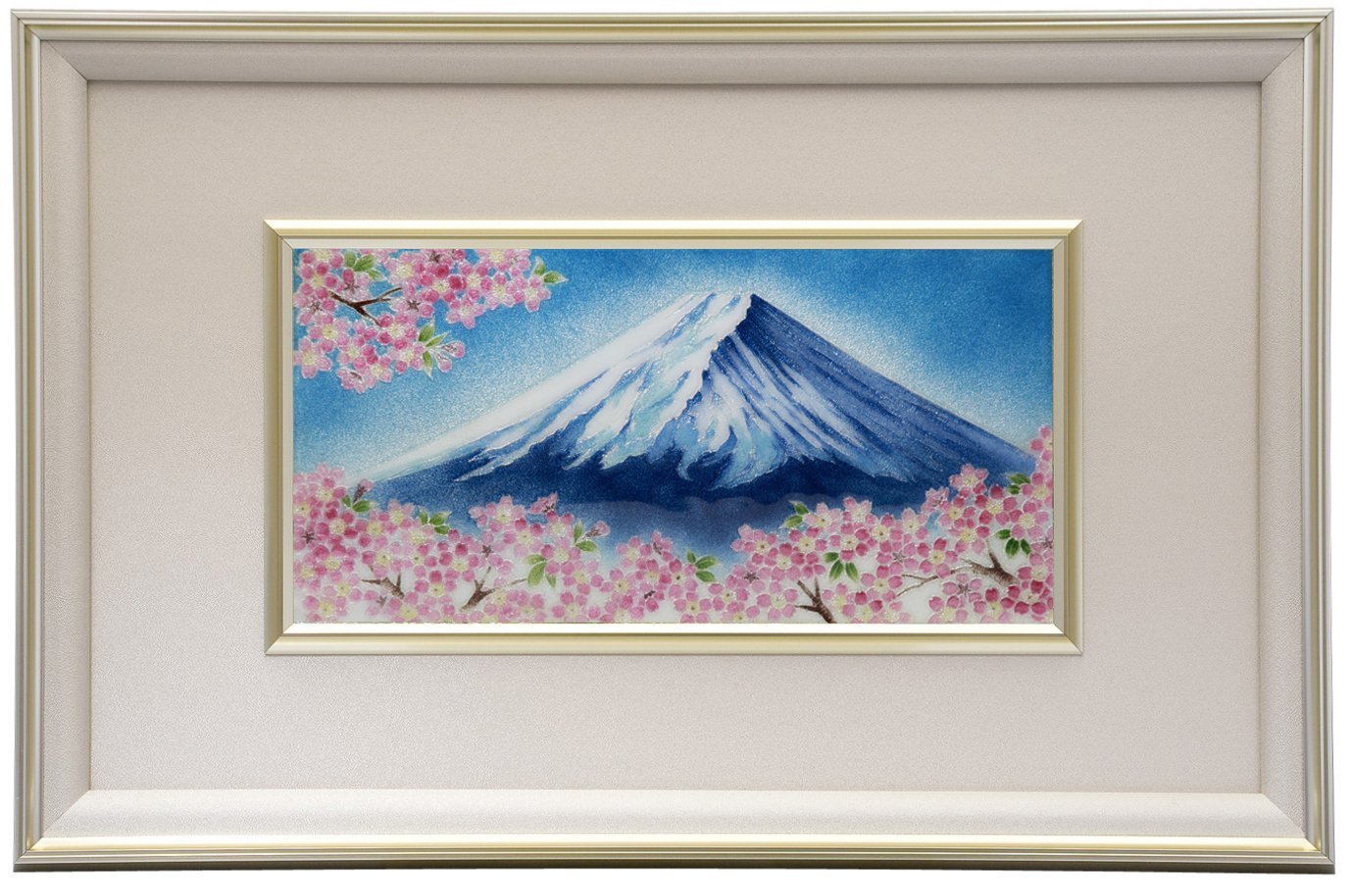 七宝焼 額 612青富士桜 114-11 富士 さくら