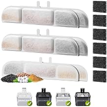 6 Pack Replacement Filters for 84oz/2.5L Fursink Pet Water Fountain, ZEKIRY Cat Water Fountain Filters, Triple Filtration Pet Fountain Filter Replacement6 Filters & 6 Sponges