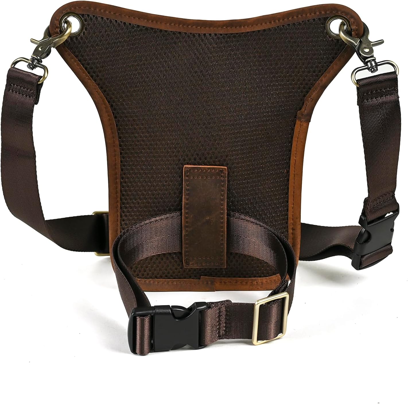 Water Resistant Canvas + Leather Motorcycle Fanny Waist Pack One Shoulder Drop Leg Thigh Bag For Men Women FB211-6 - Image 4