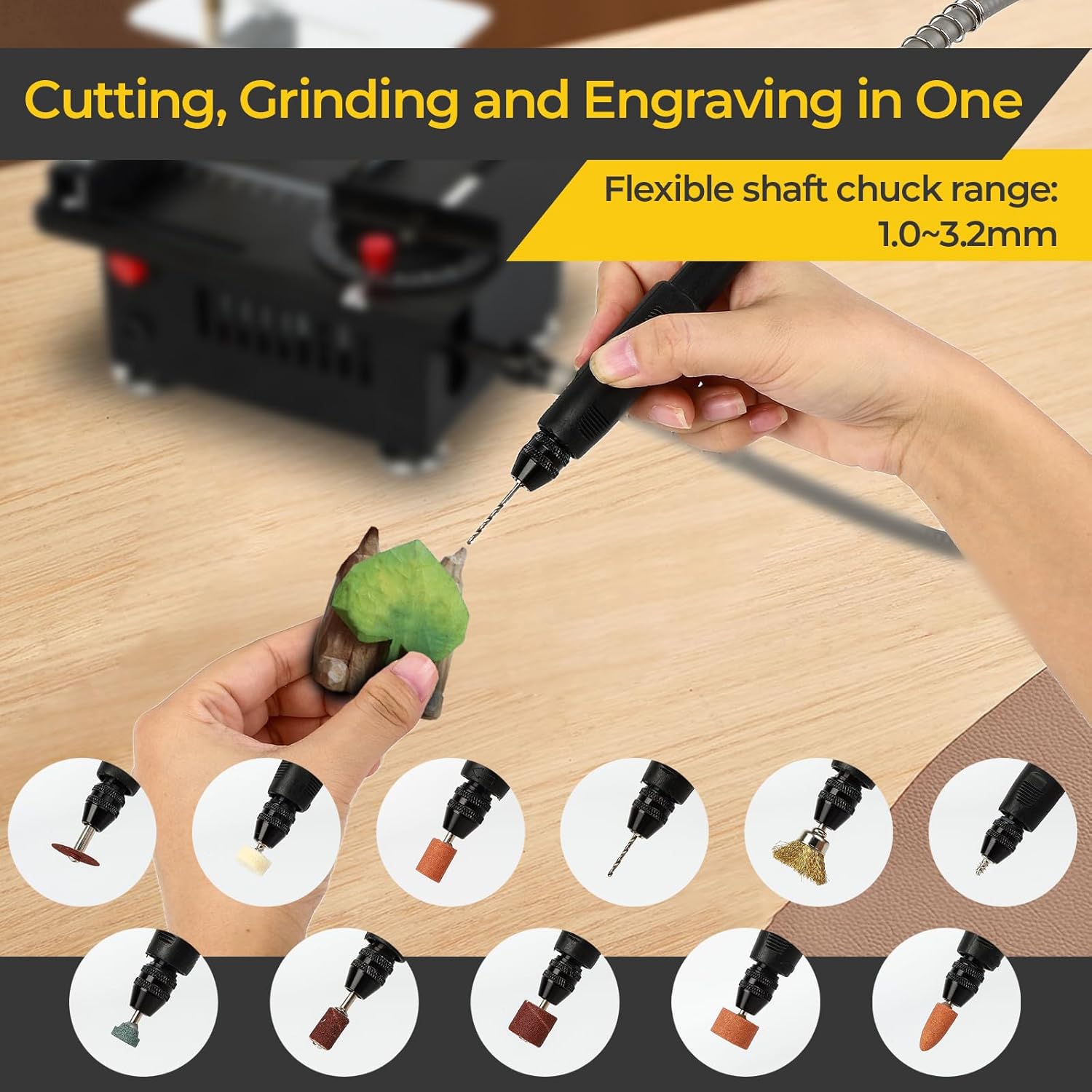 Mini Table Saw, 7 Speed Control Mini Multi-functional Table Saw, Cutting Depth & Angle Adjustable Desktop Saws, Cutting Sanding Engraving Drilling All-In-One Machine for Plastic Acrylic Crafts