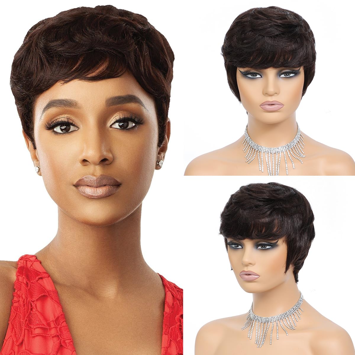Short Straight Bob Wig Human Hair Glueless Lace Front Pixie Cut Safihair Short Pixie Cut Bob Wig | Human Hair Lace Frontal  main image 4