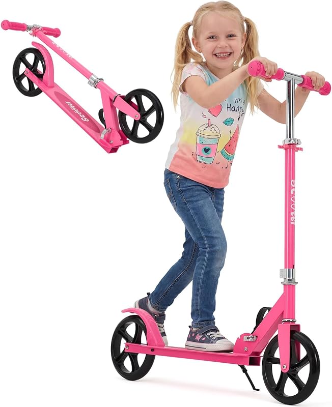 Trottinette pour Les 6 Ans Et Plus, Trottinette Pliable Et Légère avec Grandes Roues De 20 cm pour Enfants, Adolescents Et Adultes, 3 Niveaux Réglables