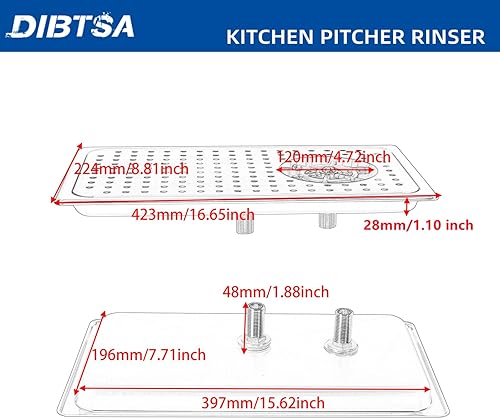 Miniatura 7 de DIBTSA Enjuague de vidrio, fregadero de acero inoxidable para taza de café expreso con aerosol, bandeja de drenaje y goteo, tamaño medio plateado,