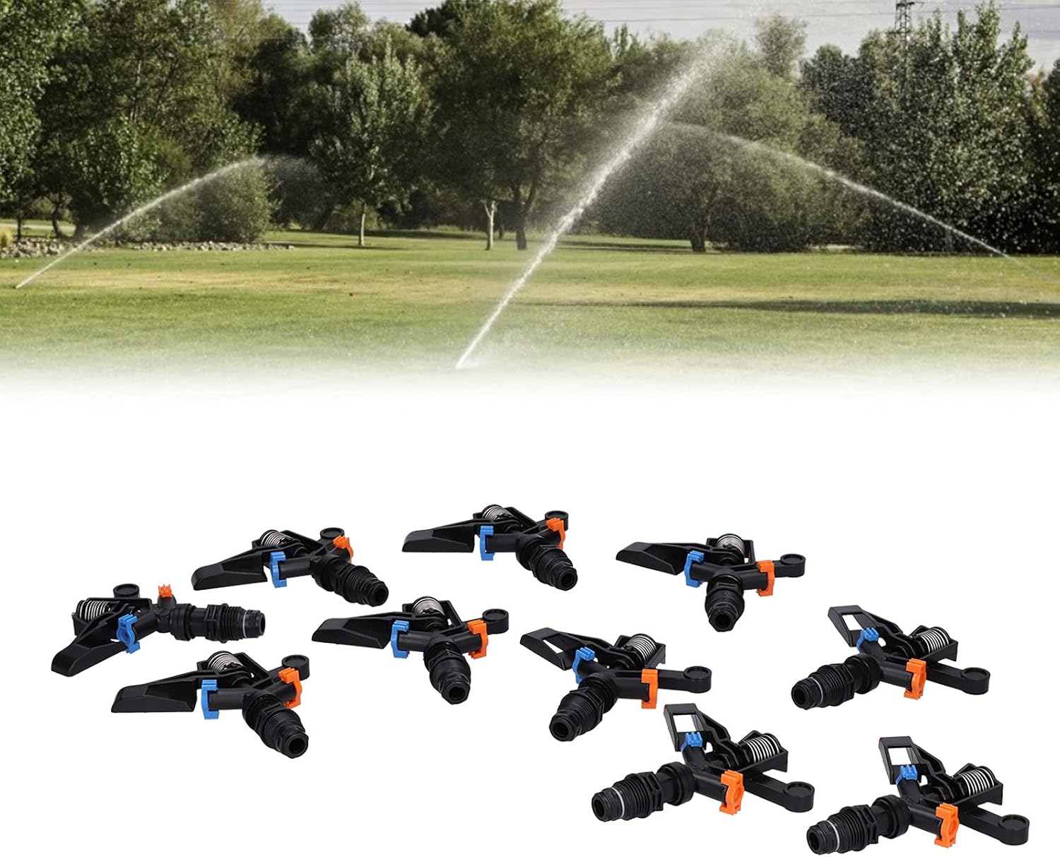 10PCS G1/2 Male Thread Rocking Arm Sprinklers Engineering Plastics 360 Rotating Lawn Sprinklers for Garden Supplies 4.7x4.5in
