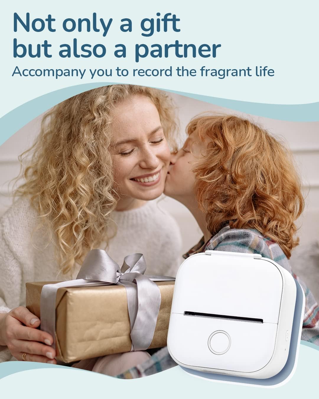 Memoqueen T02 Pocket Thermal Photo Printer with White Adhesive Thermal Paper, Sticker Paper Printer Paper, 1.96" x 11.4' (50mmx3.5m/Roll), Compatible with iOS & Android