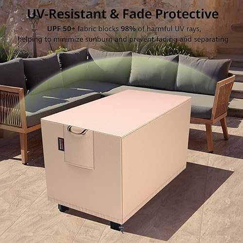 Miniatura 6 de QH.HOME Funda Rectangular para Hoguera de 42 x 24 Pulgadas, Cubierta para Mesa de Hoguera Exterior Impermeable Fuerte Resistente al Desgarro y a